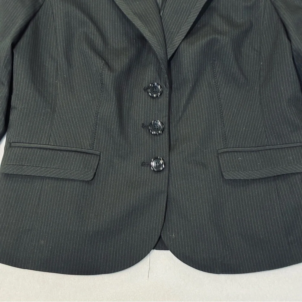 The Limited Black Pinstripe Blazer Women's 14 Jacket 3-Button Lined Career